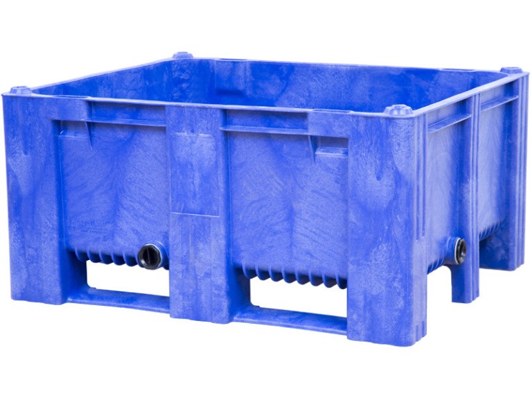 BoxPallet 1200х1000х580 мм сплошной на 2-х полозьях синий с 2 СП2 купить в Архангельске