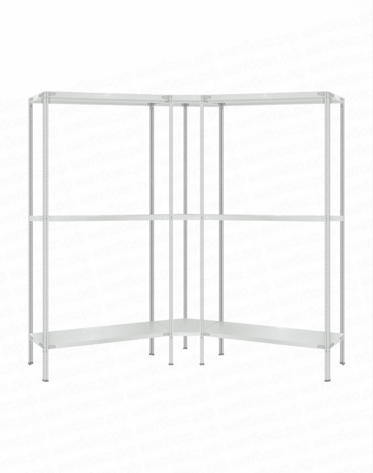 Стеллаж угловой 2000х1600х1600 (3 яруса глубиной 400мм) купить в Архангельске Стеллаж угловой 2000х1600х1600 (3 яруса глубиной 400мм) купить в Архангельске