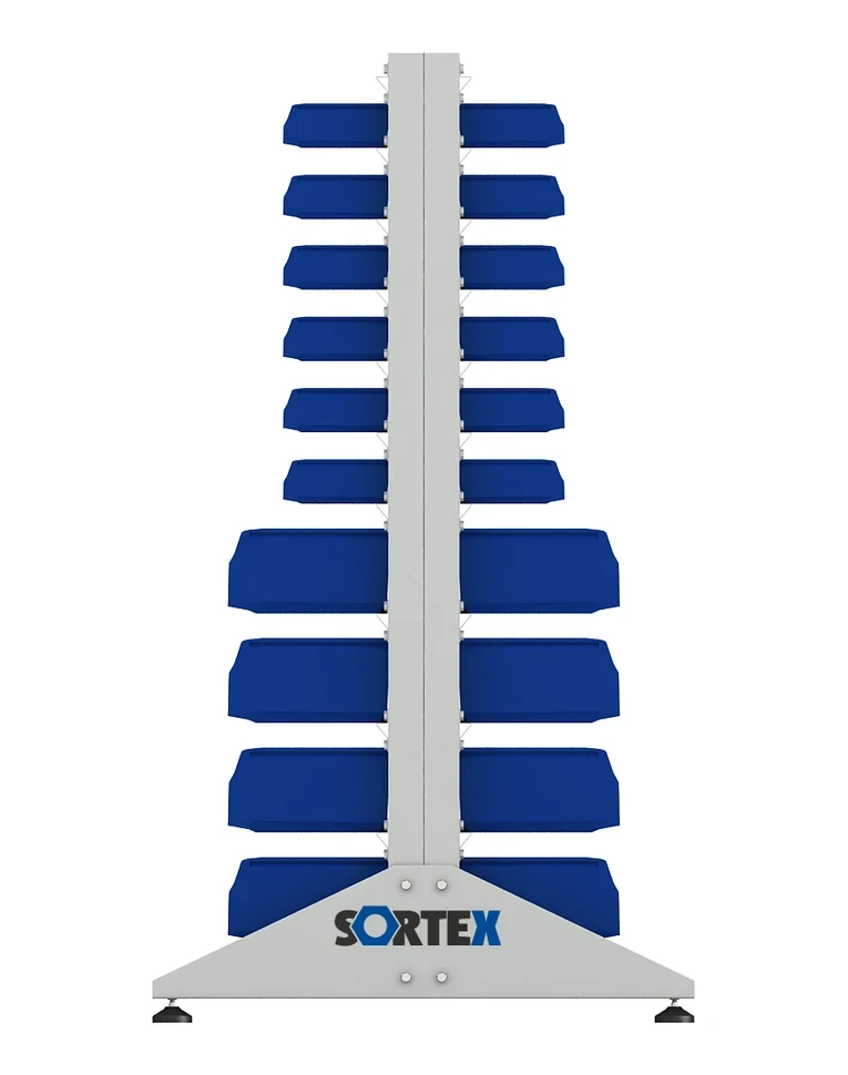 Стеллаж для пластиковых лотков SORTEX двухсторонний 1500x1000x800.04 купить в Архангельске