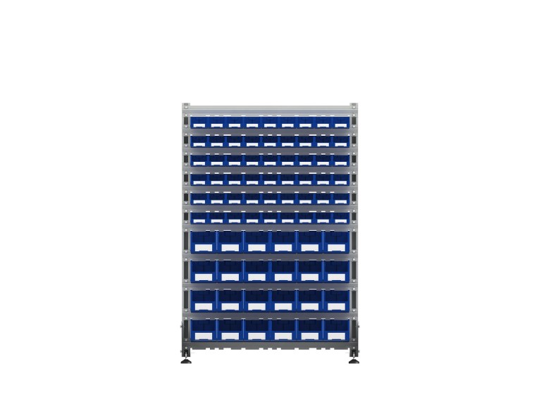 Стеллаж для пластиковых лотков SORTEX односторонний 1500x1000x450.04 купить в Архангельске Стеллаж для пластиковых лотков SORTEX односторонний 1500x1000x450.04 купить в Архангельске